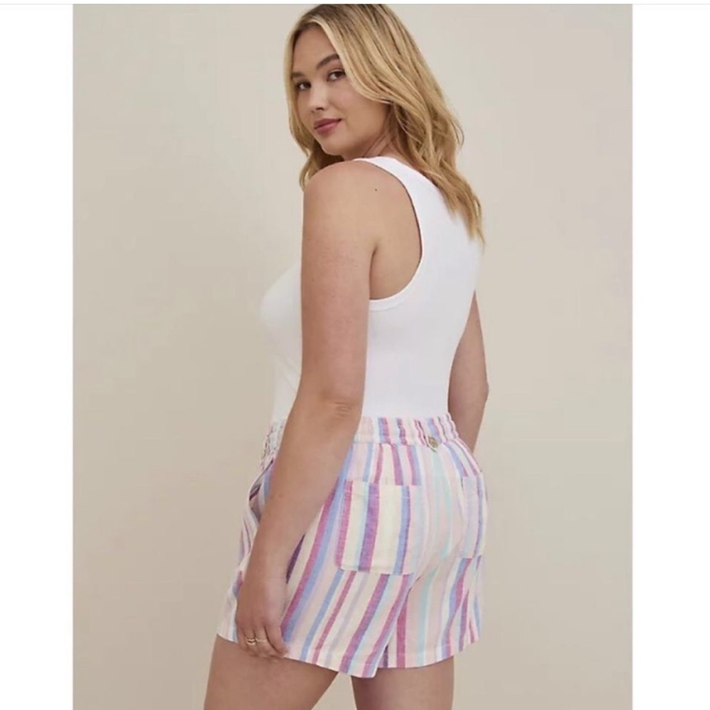 Torrid High Waist Striped Shorts - Pink, Purple, White